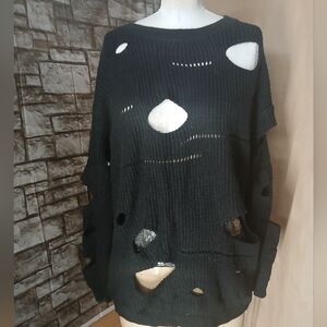 Hendi Black Distressed Women's Sweater